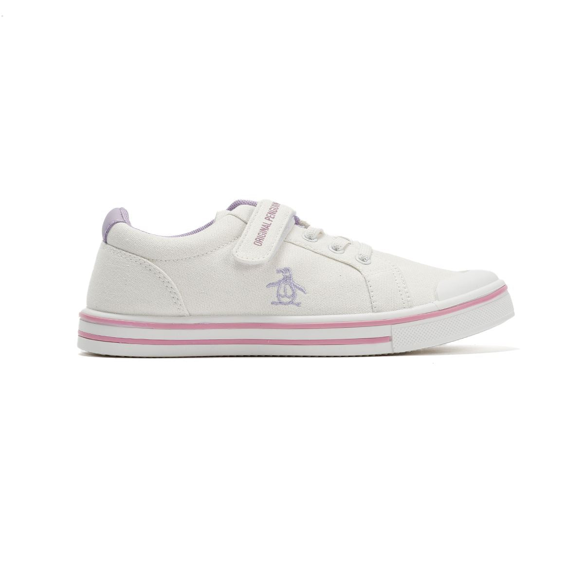 Penguin Junior Rainbow Canvas Girls's White/Lilac Trainers
