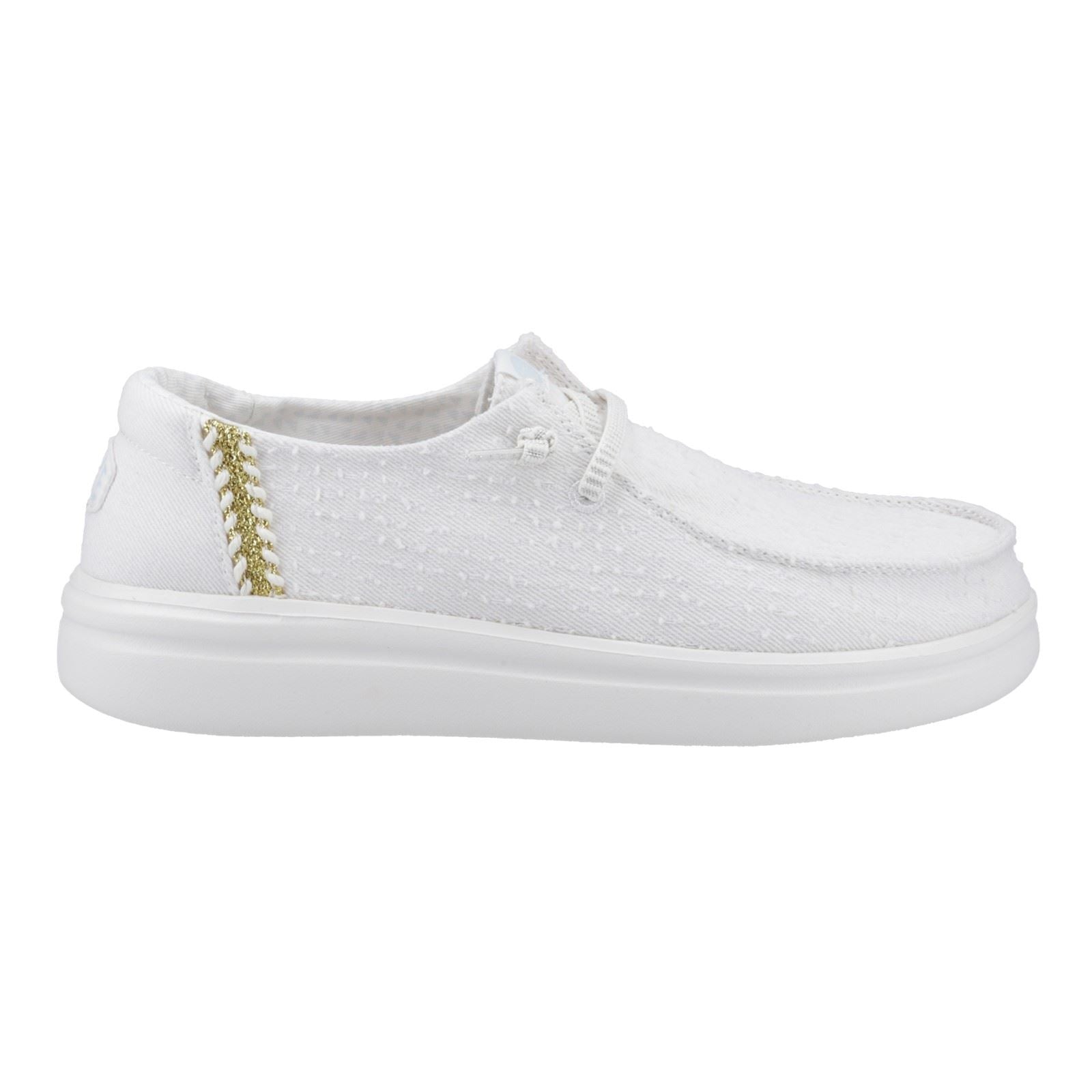 HEYDUDE Wendy Rise Perf Canvas Synthetic Blend Women's White Moccasins Shoes