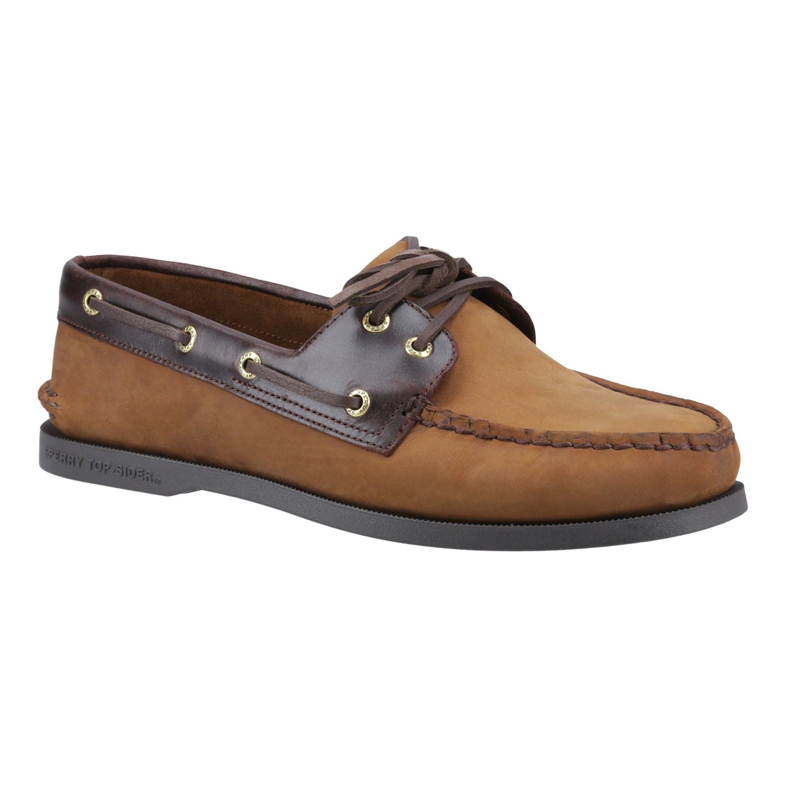 Sperry Authentic 2 Eye Leather Men's Brown Combo Boat Shoes