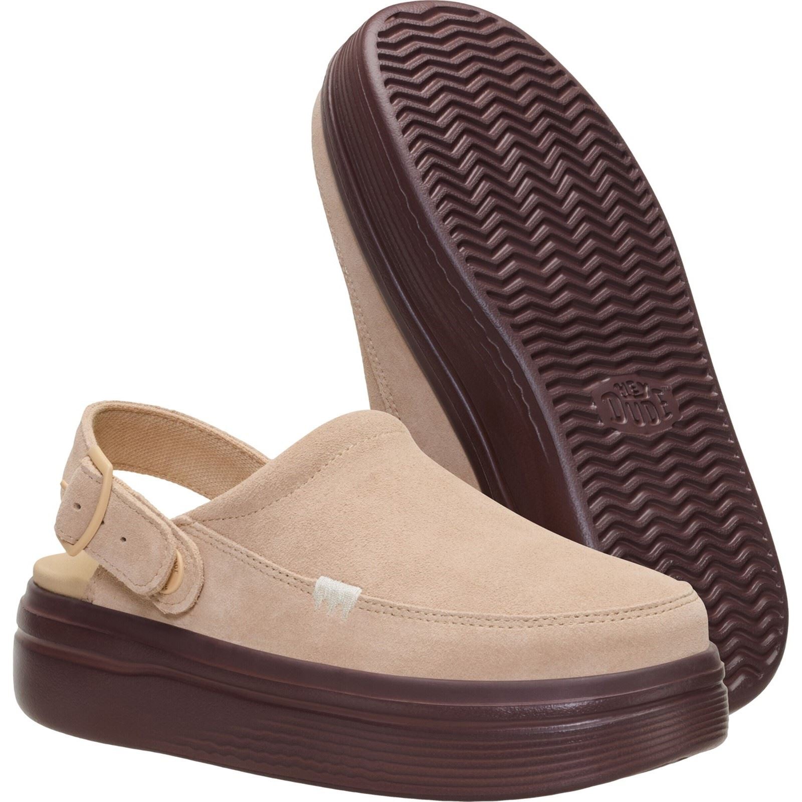 HEYDUDE Austin Lift Suede Women's Sesame/Multi Clogs