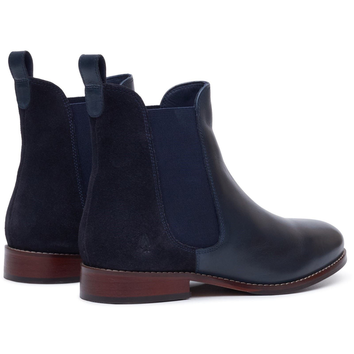 Hush Puppies Colette Leather Women's Navy Wide Fit Flat Chelsea Boots