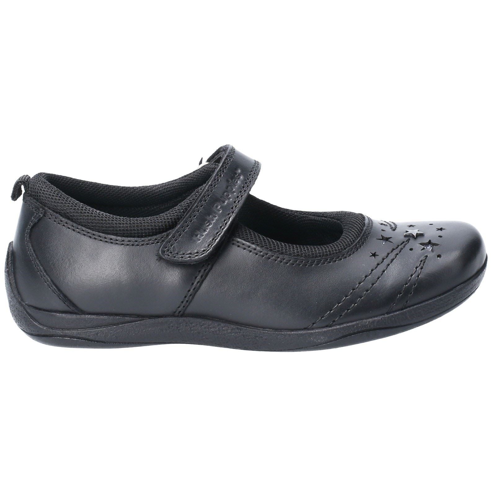 Hush Puppies Amber Youth Girls Black Leather Shoes