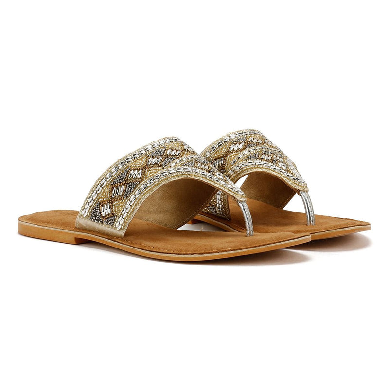 Tower London Toepost Women's Gold Sandals
