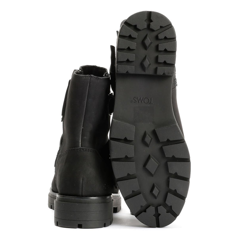 TOMS Ionie Moto Nubuck Leather Women's Black Boots