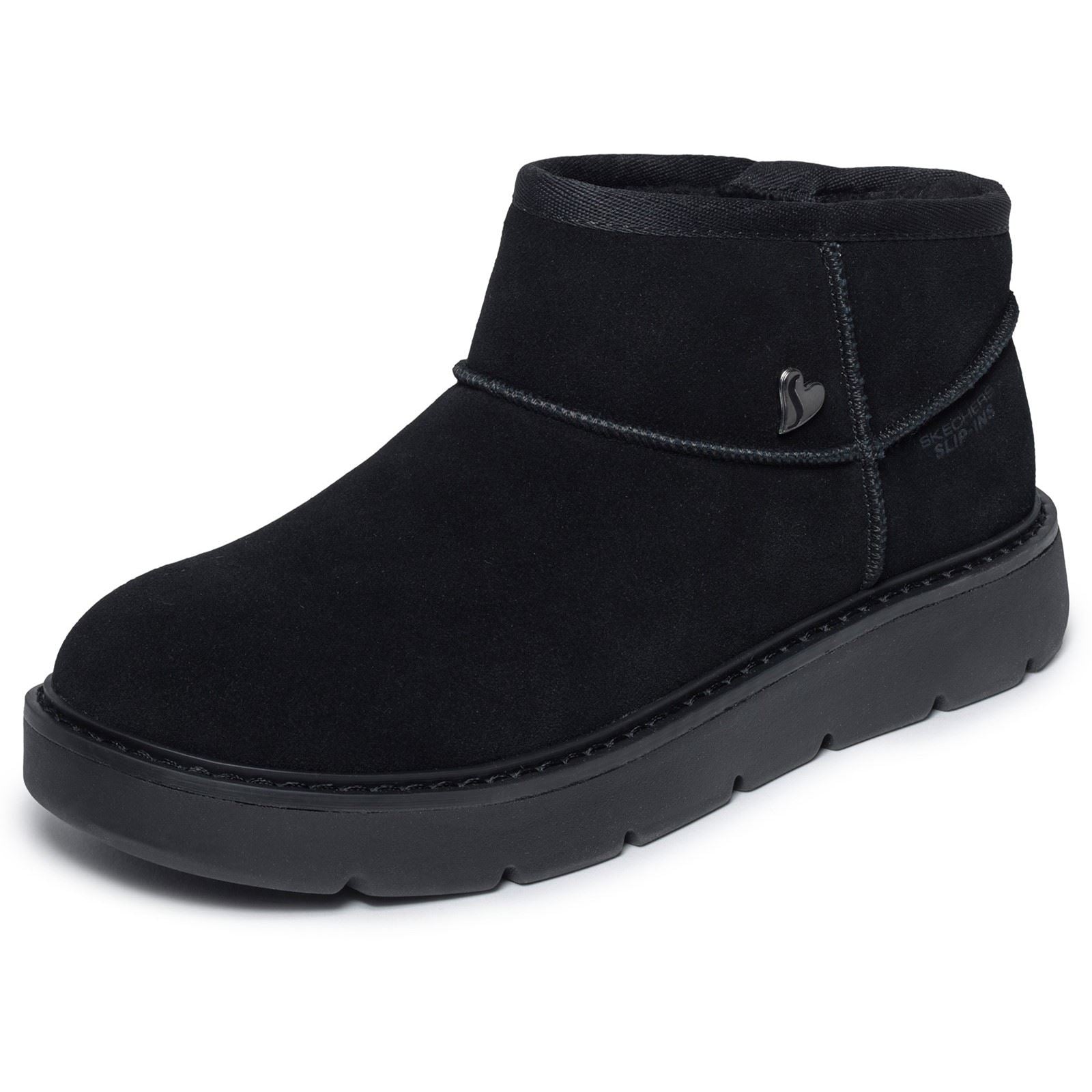 Skechers Keepsakes Cozy Mini Leather Women's Black Suede/Faux Fur Boots
