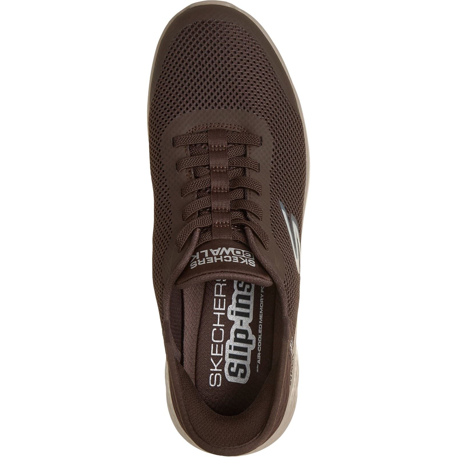 Skechers GO WALK Flex Hands Up Textile Men's CHOCOLATE Trainers
