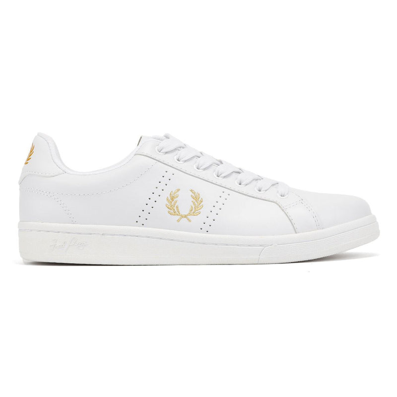 Fred Perry B721 Leather Men's White/Metallic Gold Trainers