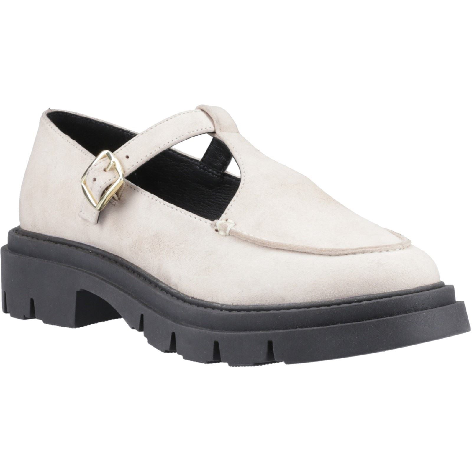 Hush Puppies Nella T-Bar Suede Women's Cream Shoes