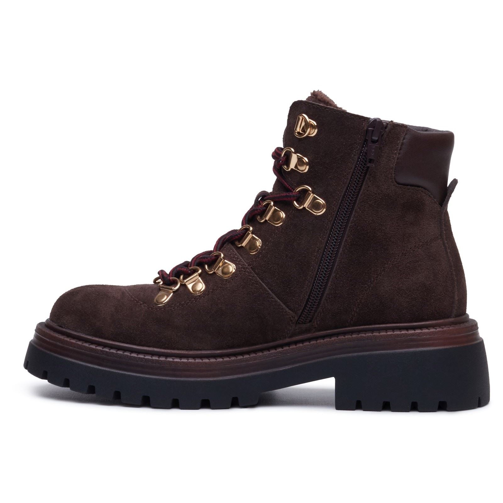 Hush Puppies Robyn Hiker Suede Women's CHOCOLATE Heeled Ankle Boots