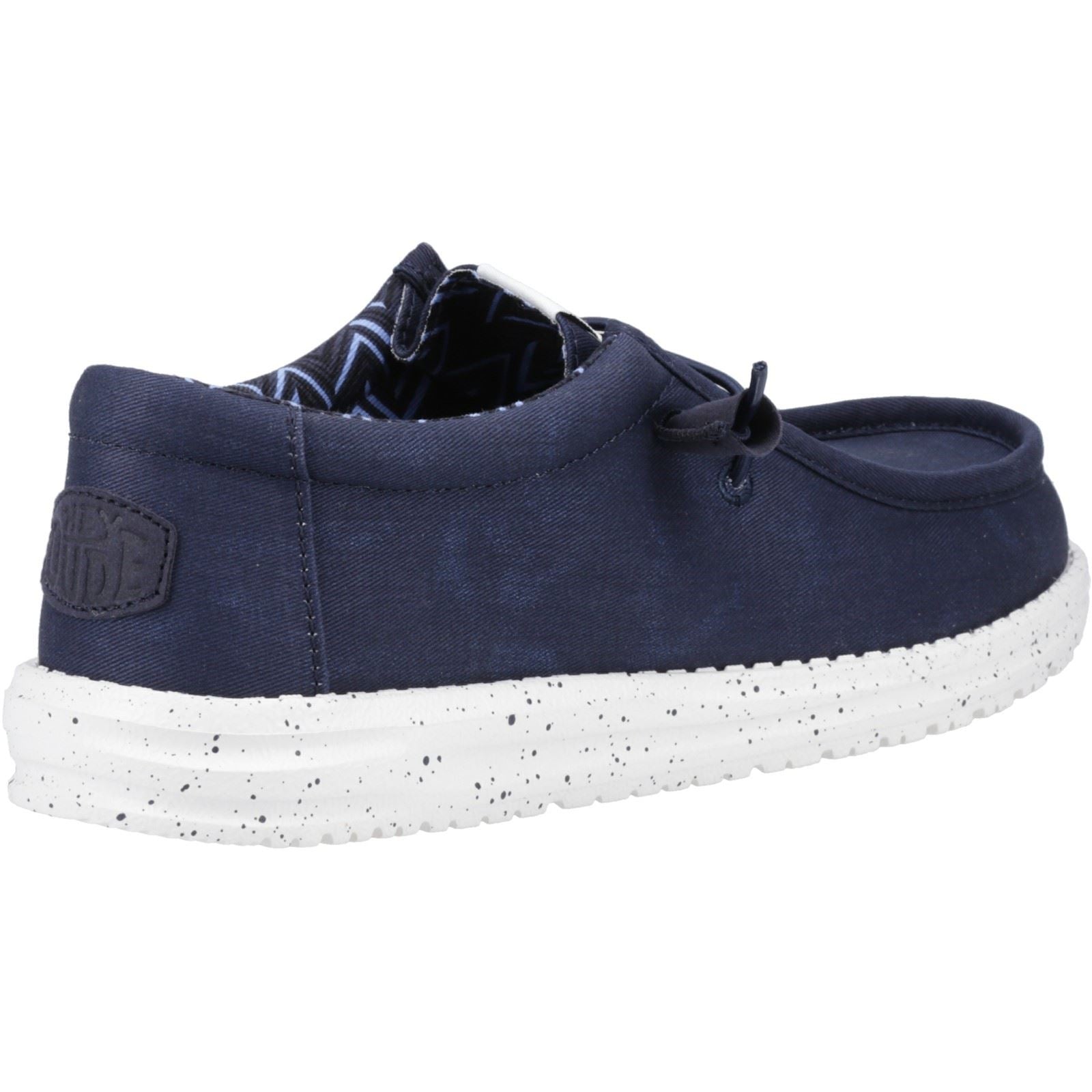 HEYDUDE Wally Canvas 100% Cotton Men's Navy Boat Shoes