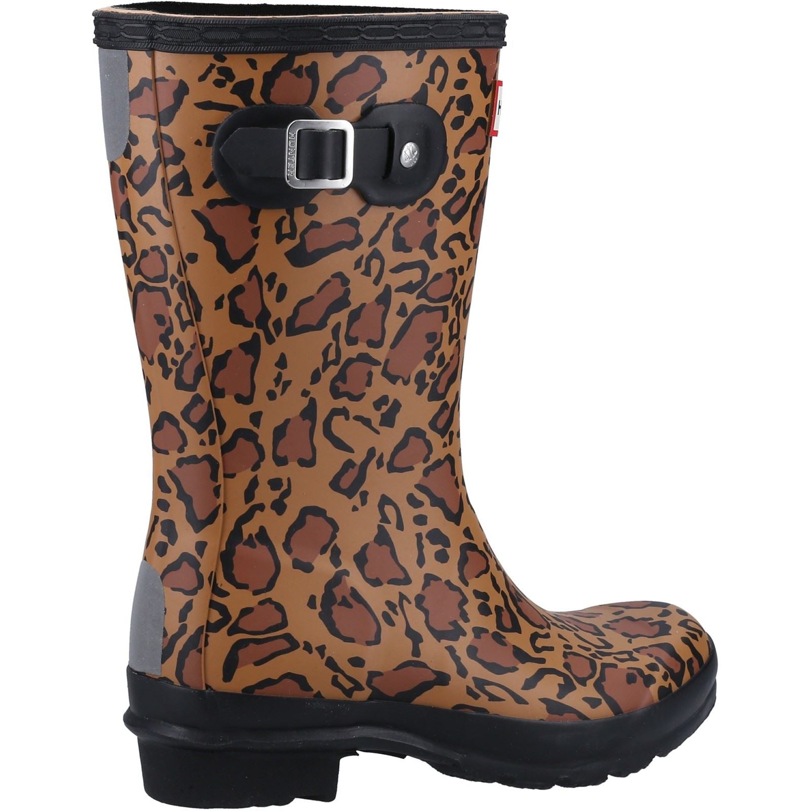 Hunter Original Short Leopard Print Rubber Women's Rich Tan/Saddle/Black Wellington Boots