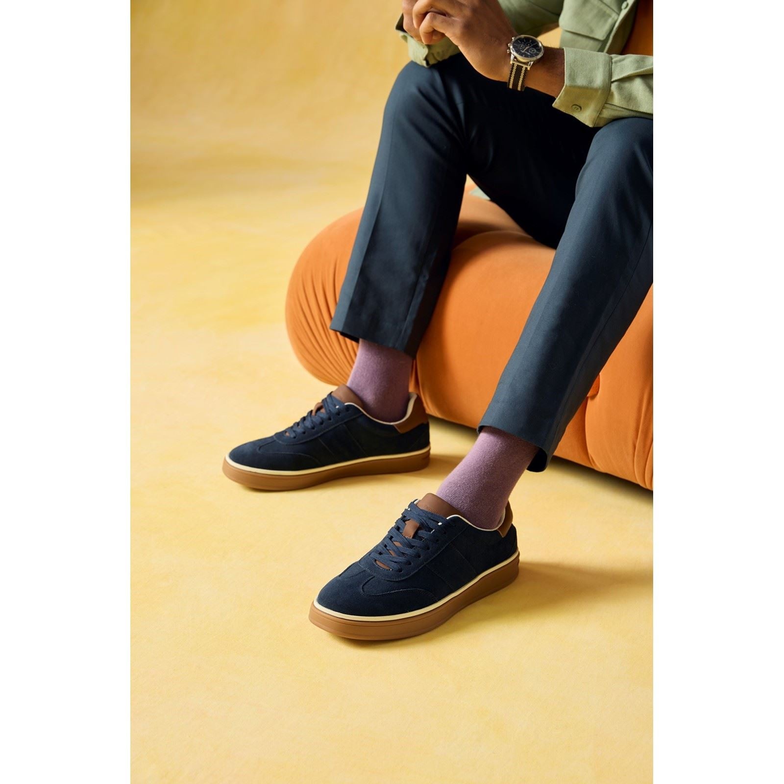 Hush Puppies Carlos Leather Men's Navy Trainers