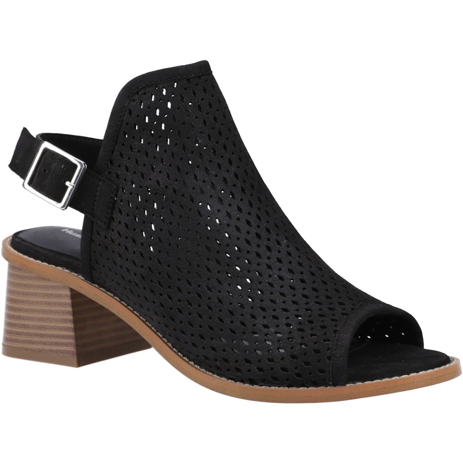 Hush Puppies Louise Heeled Leather Women's Black Sandals