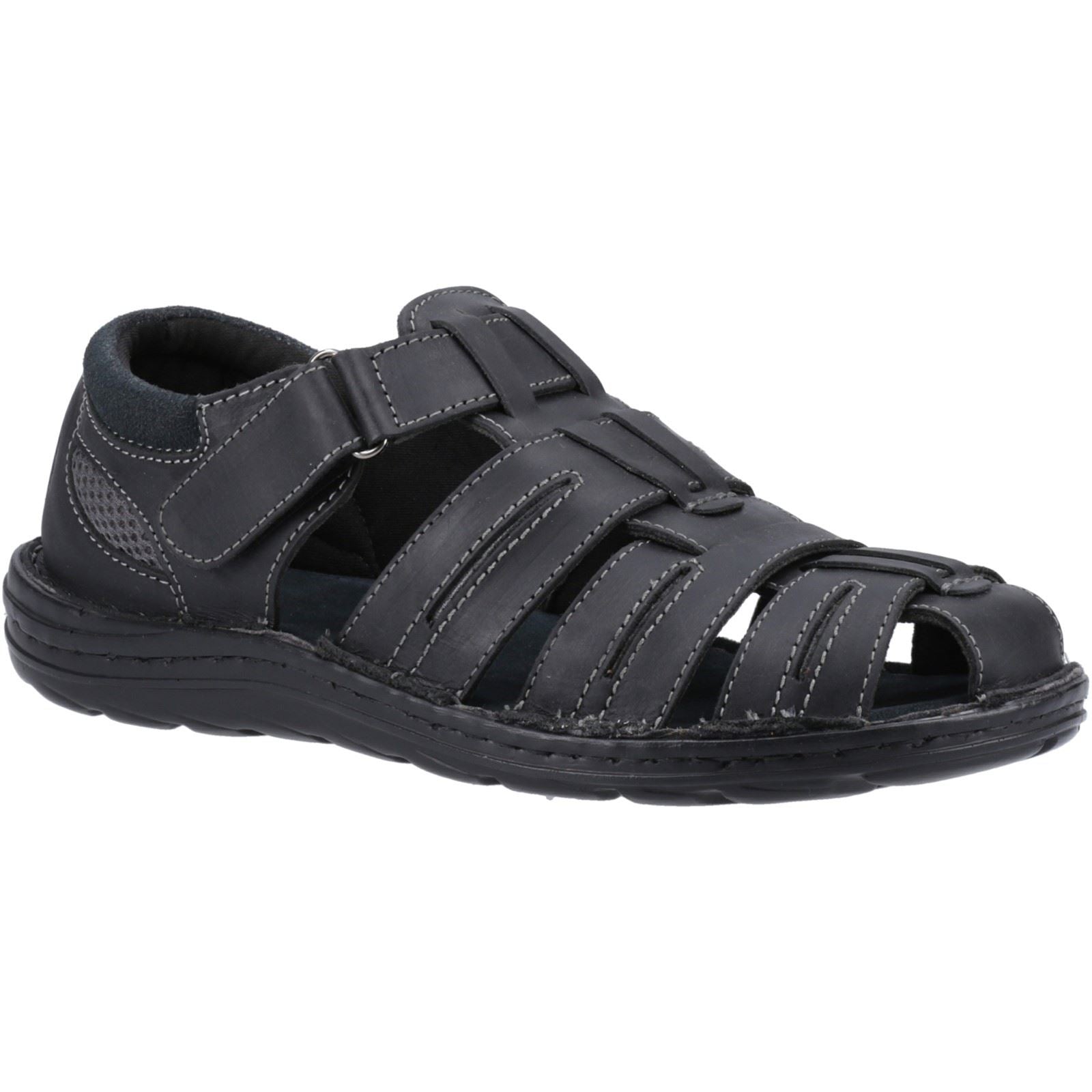 Hush Puppies Albert Leather Men's Black Sandals