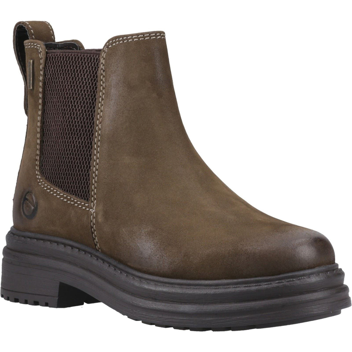 Cotswold Aldworth Leather Women's Olive Heeled Ankle Boots