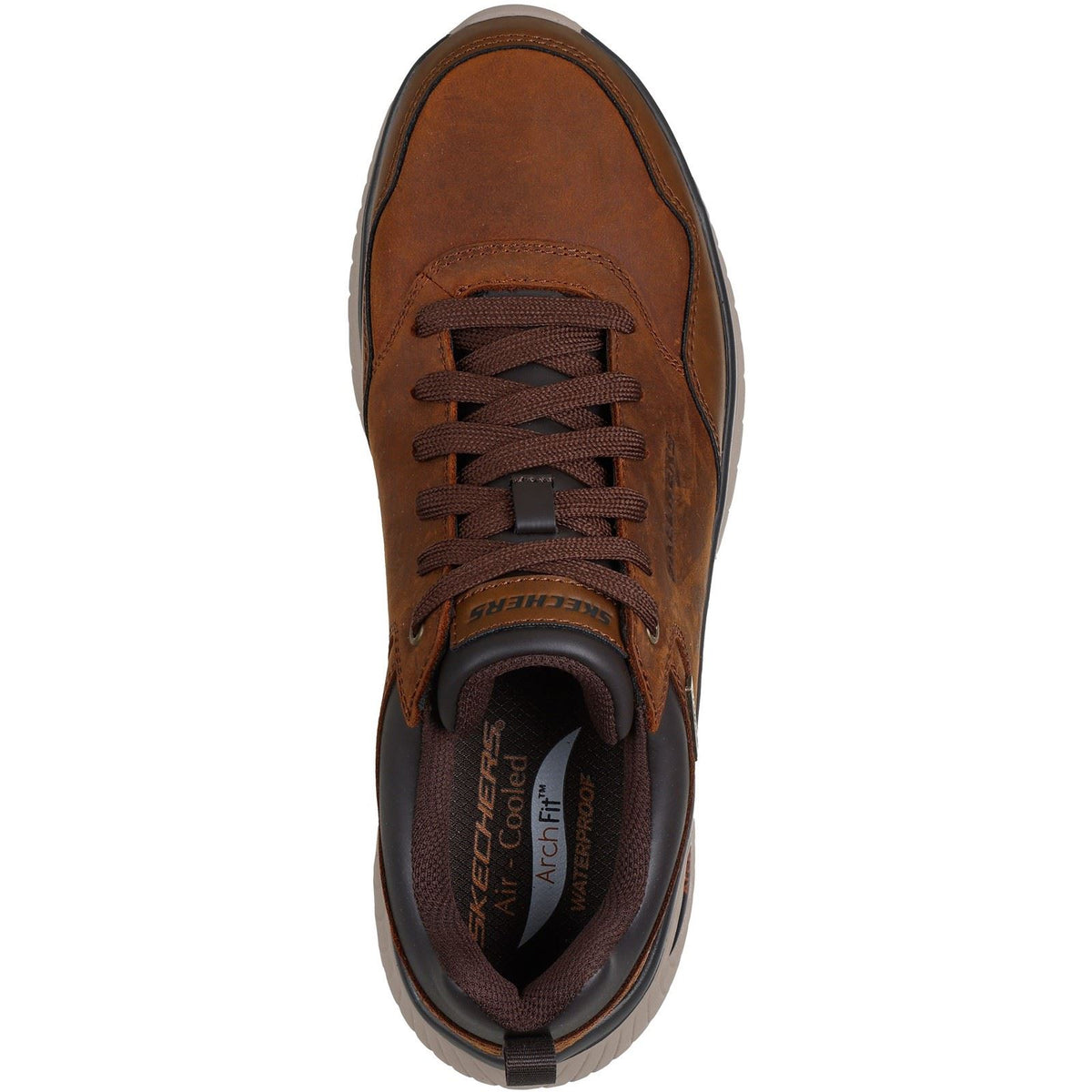 Skechers Arch Fit Crosser Ronaldo Leather Men's Dark Brown Leather Lace-Up Shoes
