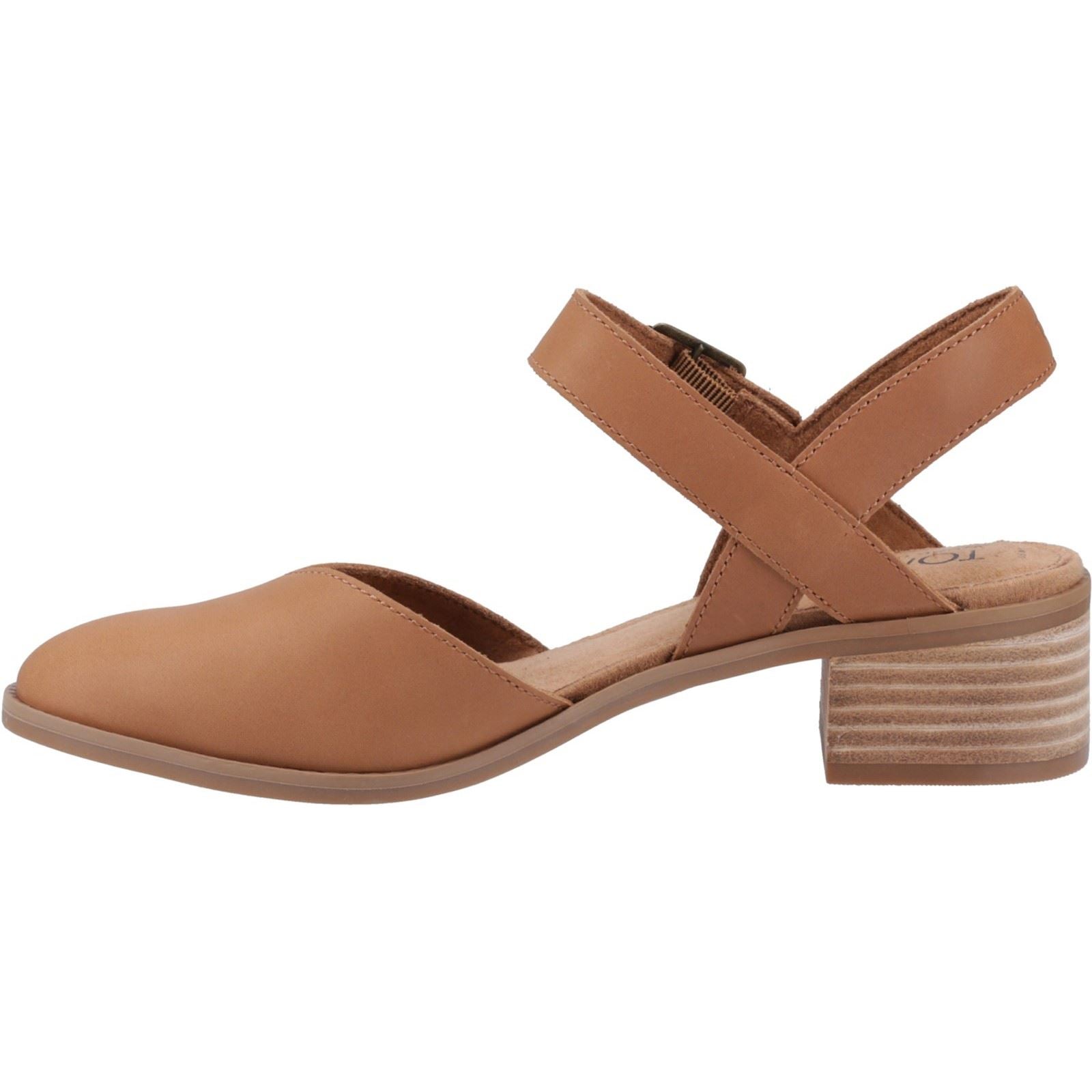 TOMS Jaclyn Leather Women's Brown Sugar Round Slingback Shoes