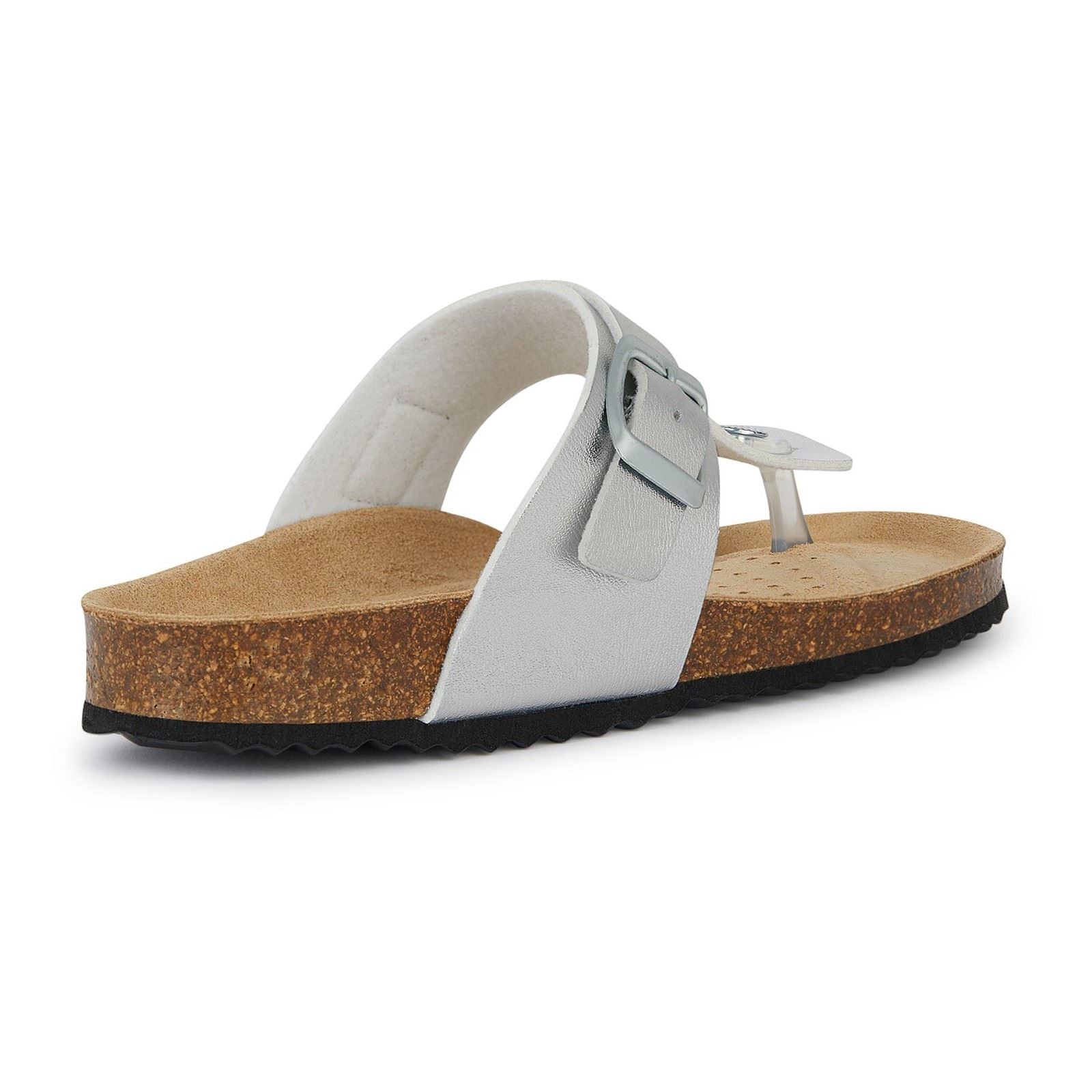 Geox D Brionia Metal Synthetic Synthetic Women's Silver Sandals