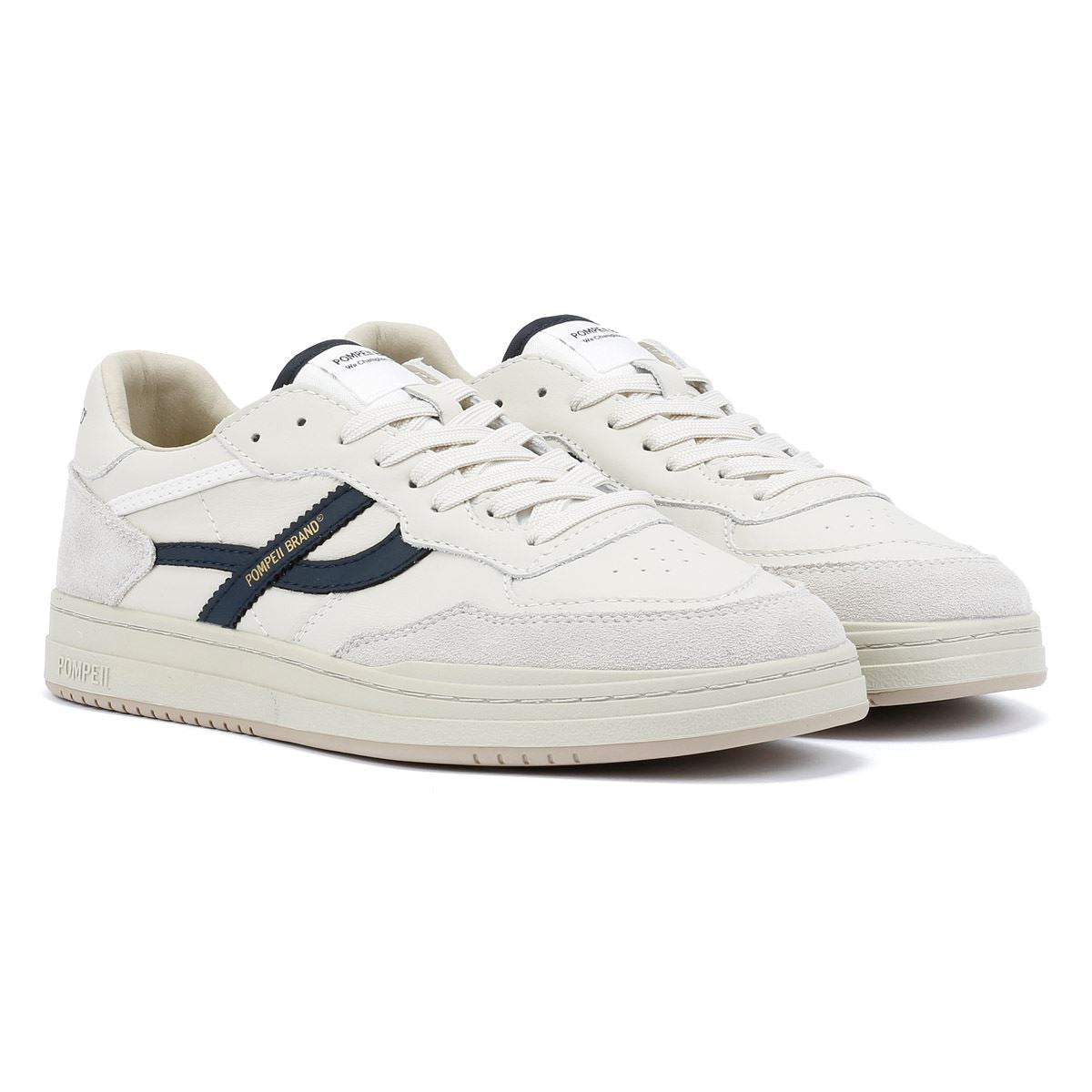 Pompeii Elan Leather Men's Ecru/Navy Trainers