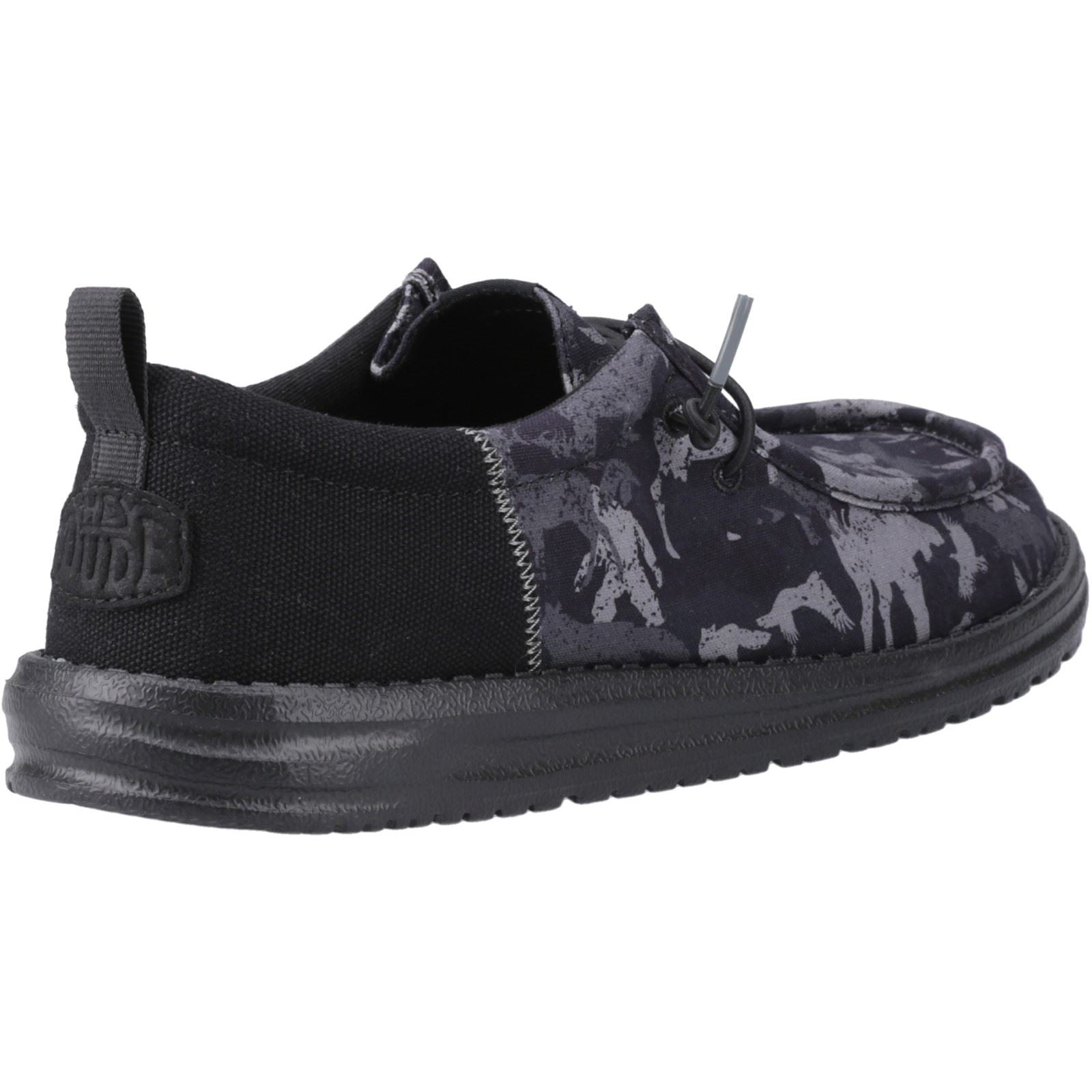 HEYDUDE Wally Funk Hunt Camo Canvas Men's Black Boat Shoes