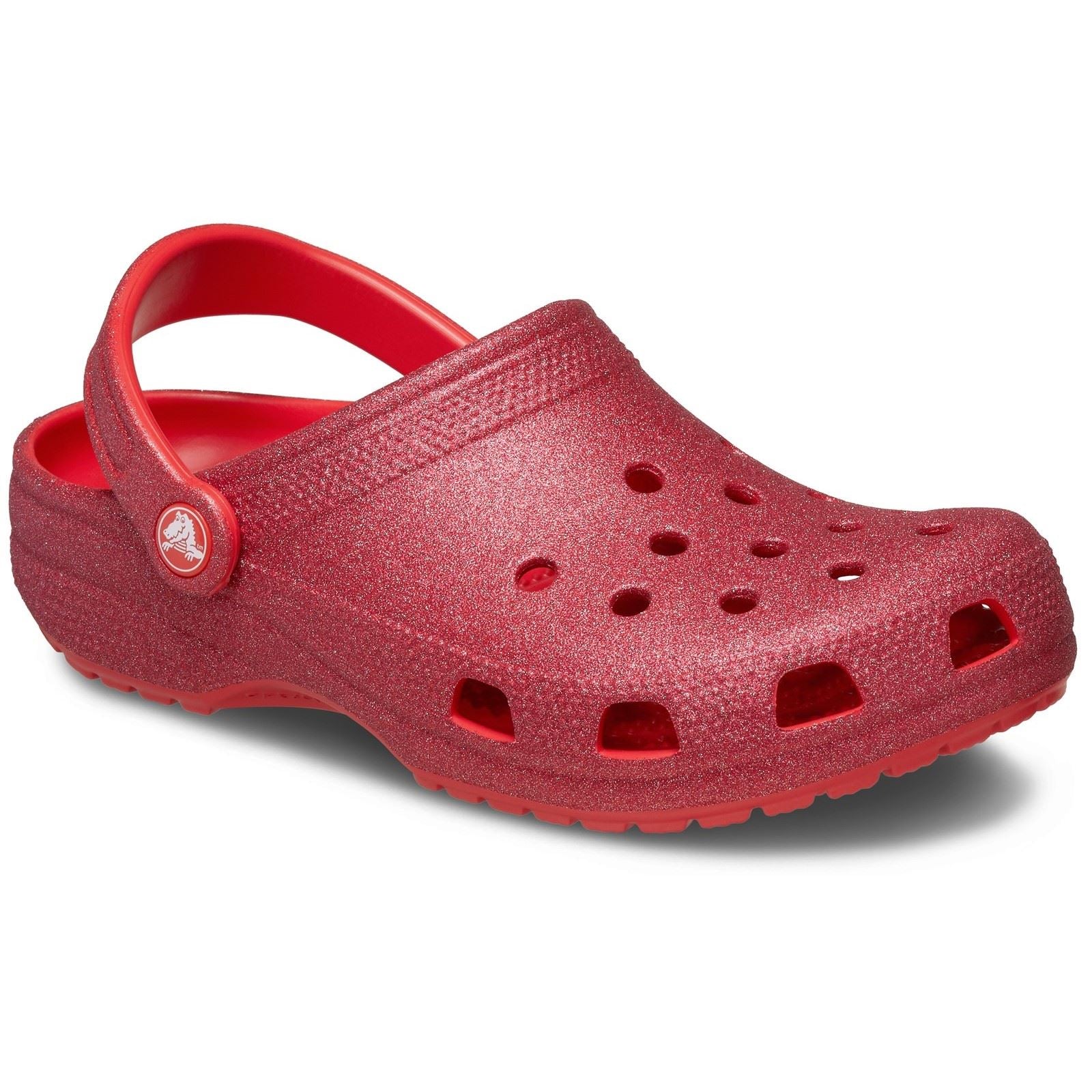 Crocs Classic Glitter Synthetic Cherry Red Clogs