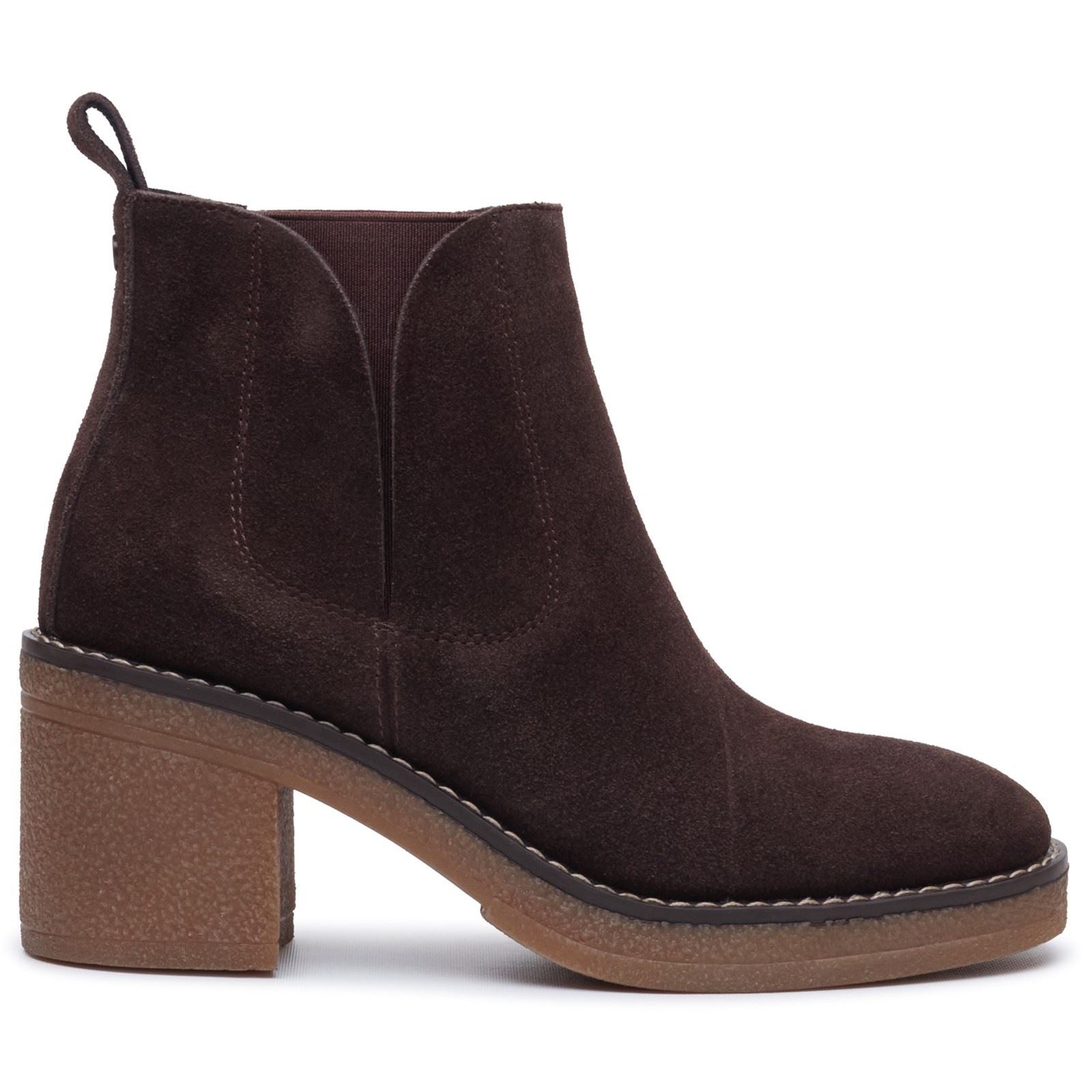 Hush Puppies Felicia Suede Women's Chocolate Heeled Ankle Boots