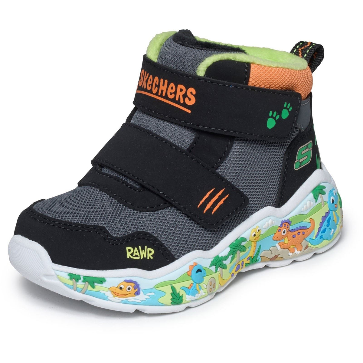Skechers Play Scene Frosty Pals Boy's Black/Charcoal/Orange Trainers
