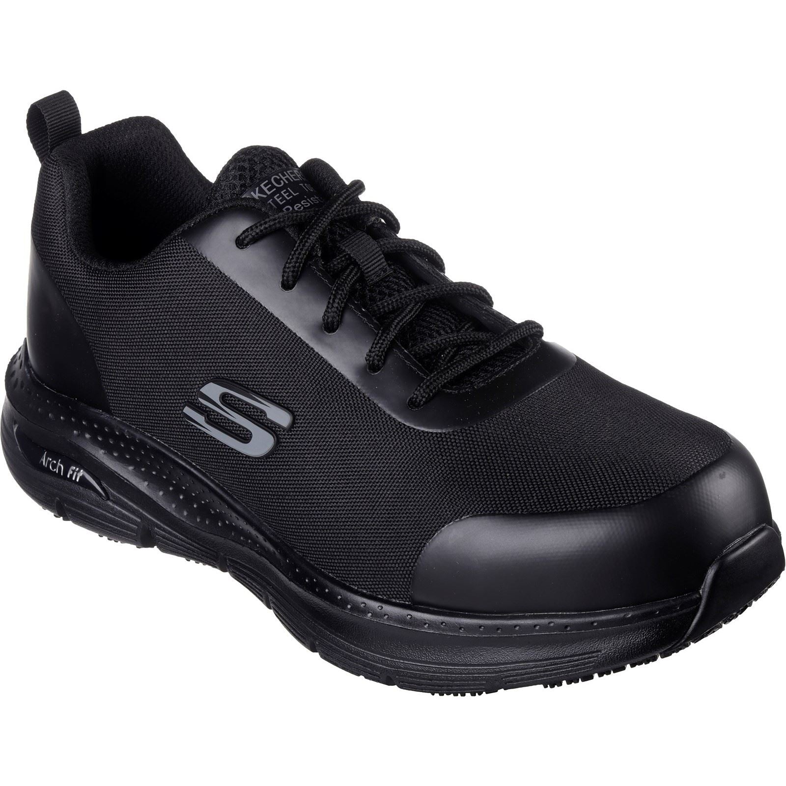 Skechers Workwear Arch Fit SR Ringstap Textile Men's Black Safety Trainers