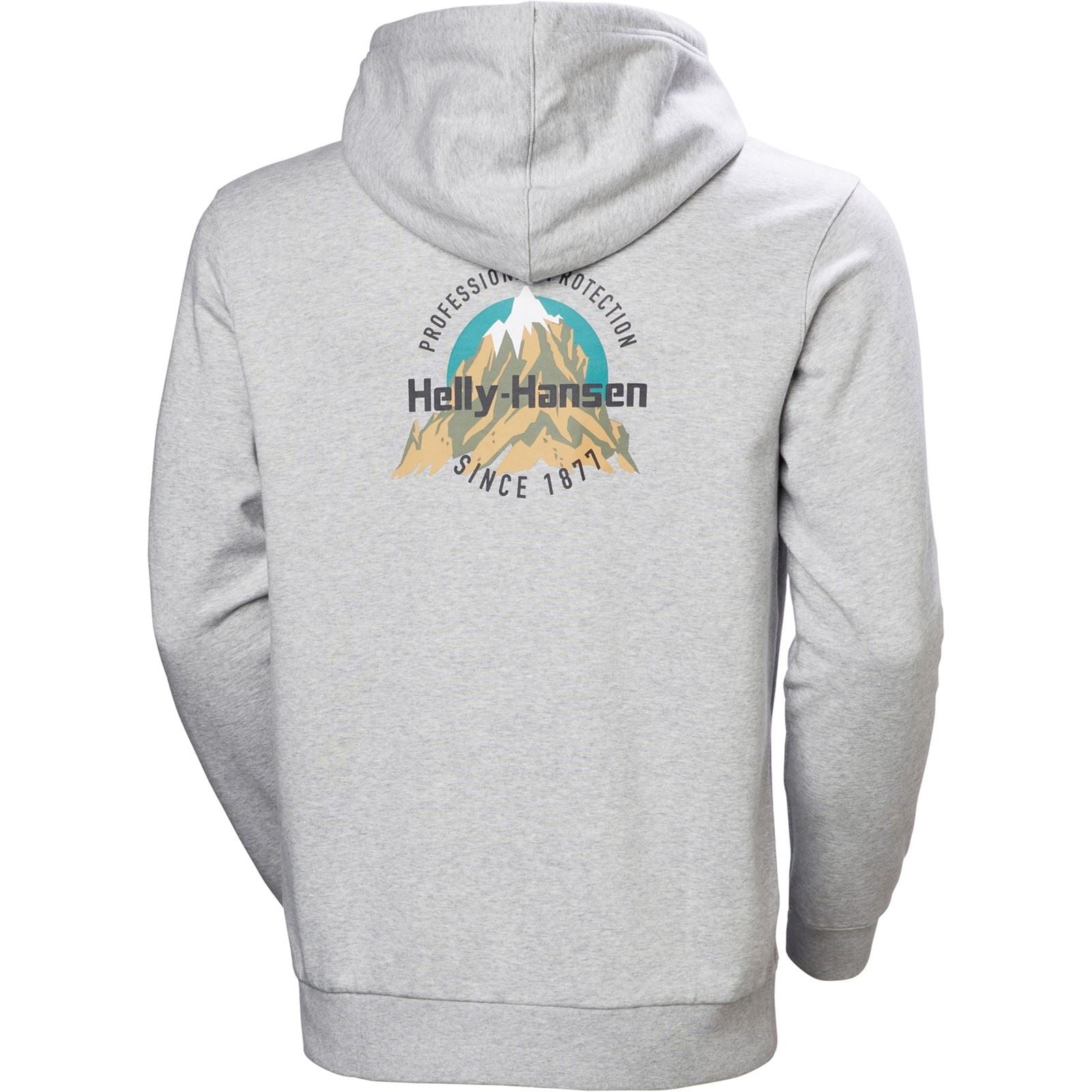 Helly Hansen Sport Core Graphic Hoodie Cotton Men's Grey Hooded Sweatshirt