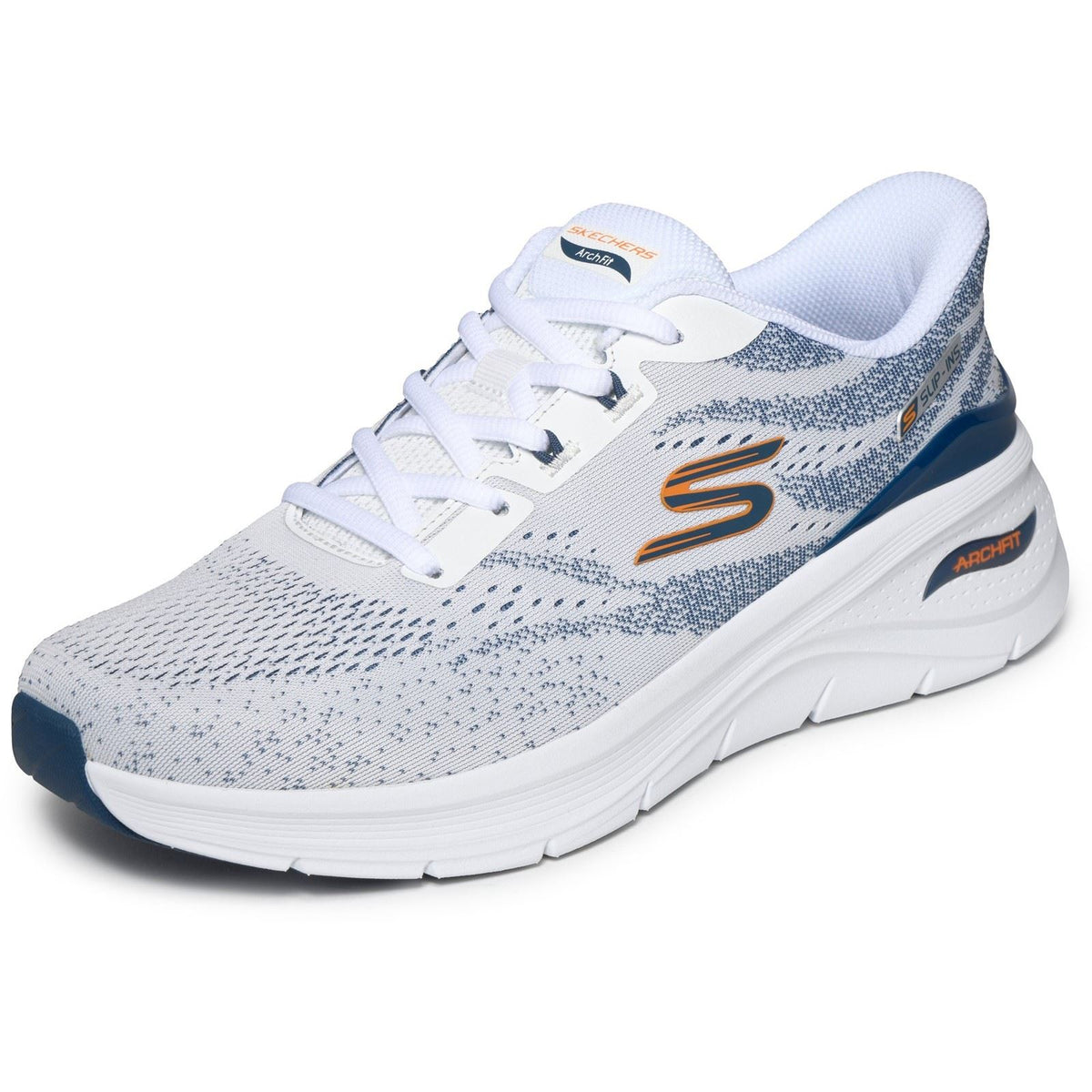 Skechers Arch Fit 3.0 Textile Men's White Mesh/Tpu/Navy Trim Trainers