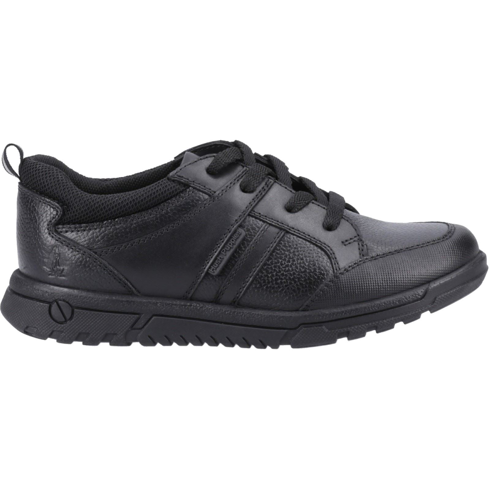 Hush Puppies Steven Senior Leather Boys's Black Lace-Up Shoes