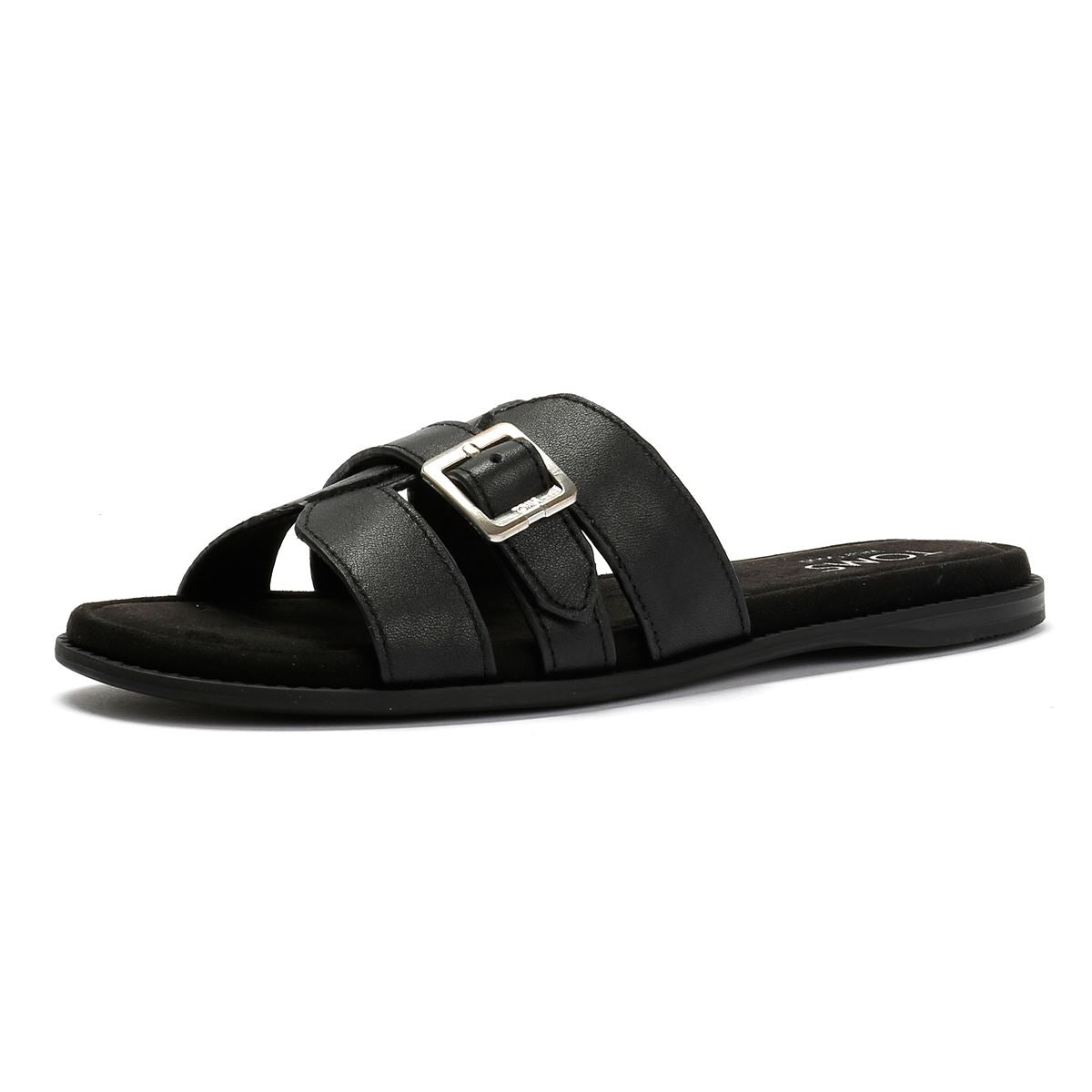 TOMS Sol Mule Leather Women's Black Sandals