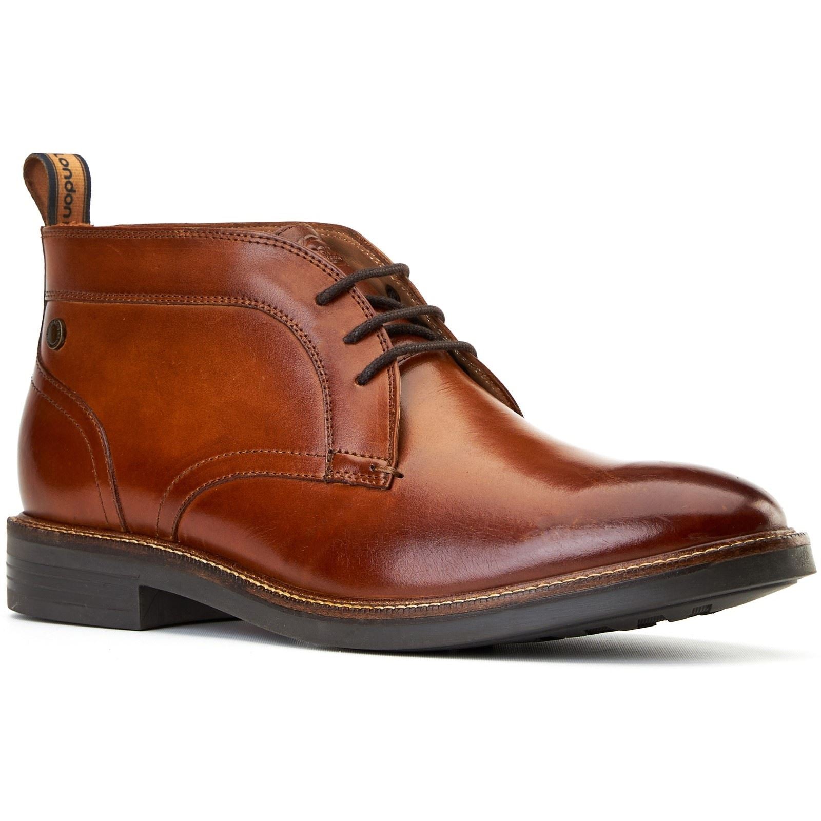 Base London Lincoln Leather Men's Burnt Tan Ankle Boots