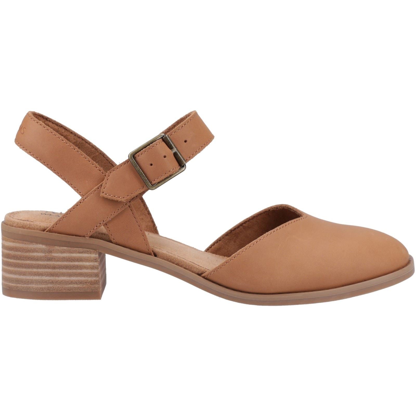 TOMS Jaclyn Leather Women's Brown Sugar Round Slingback Shoes