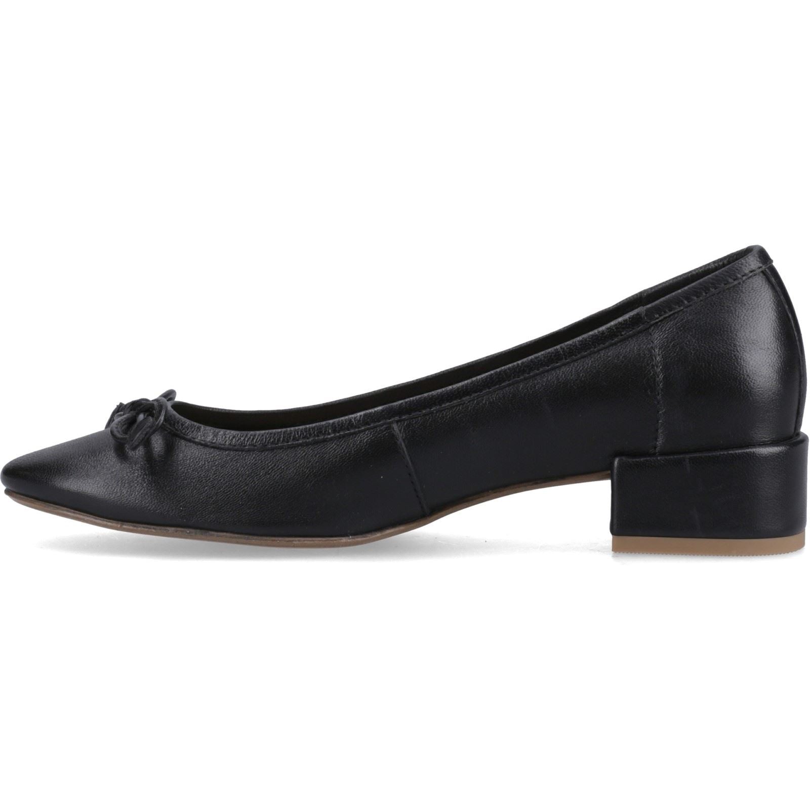 Hush Puppies Silvia Low Heel Leather Women's Black Round Court Shoes