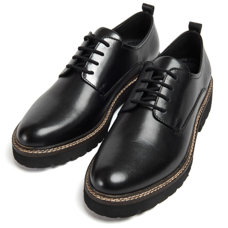 Pod Kris Leather Women's Black Derby Shoes