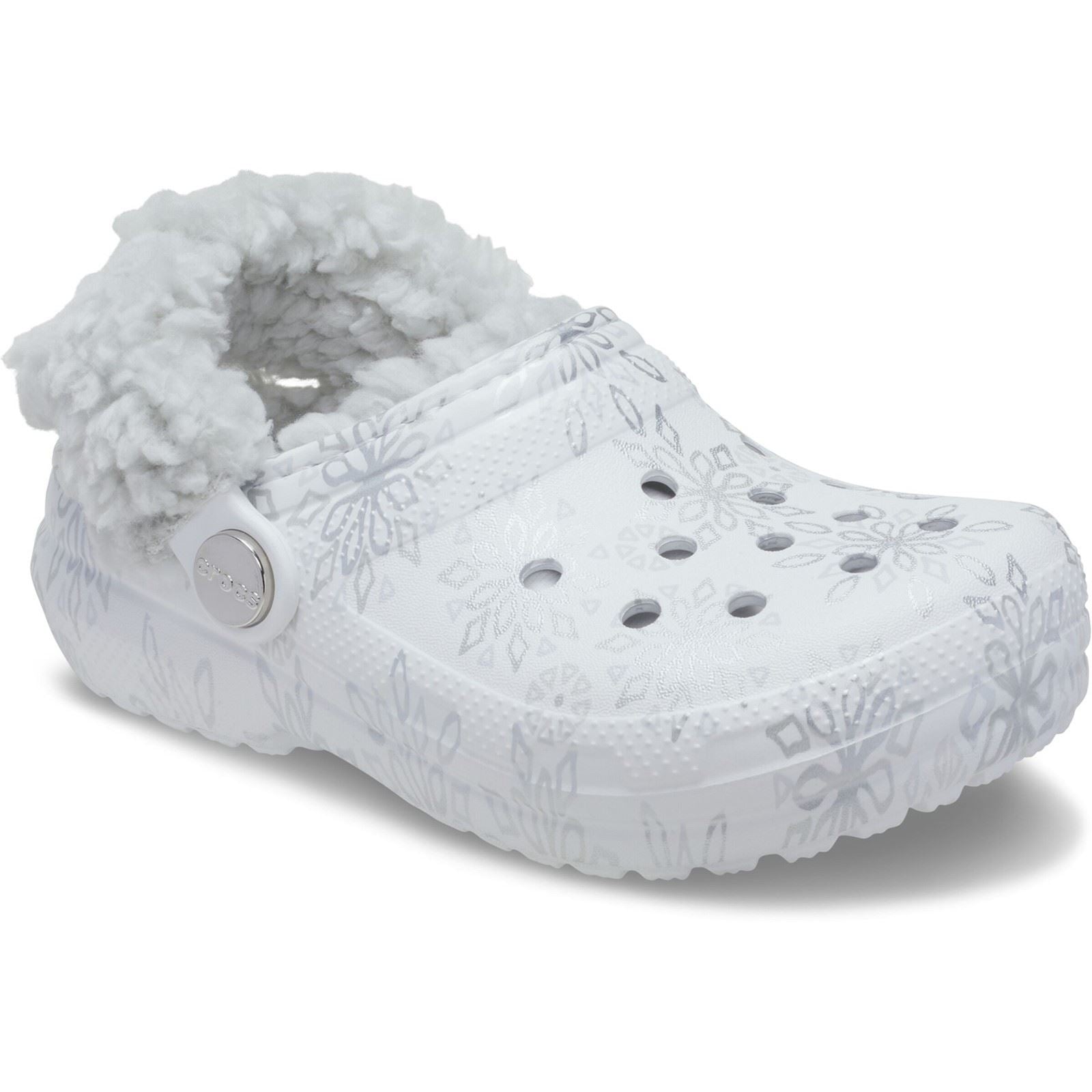 Crocs Classic Fleece Lined Kid Girl's Snow White Casual Shoes - Clogs