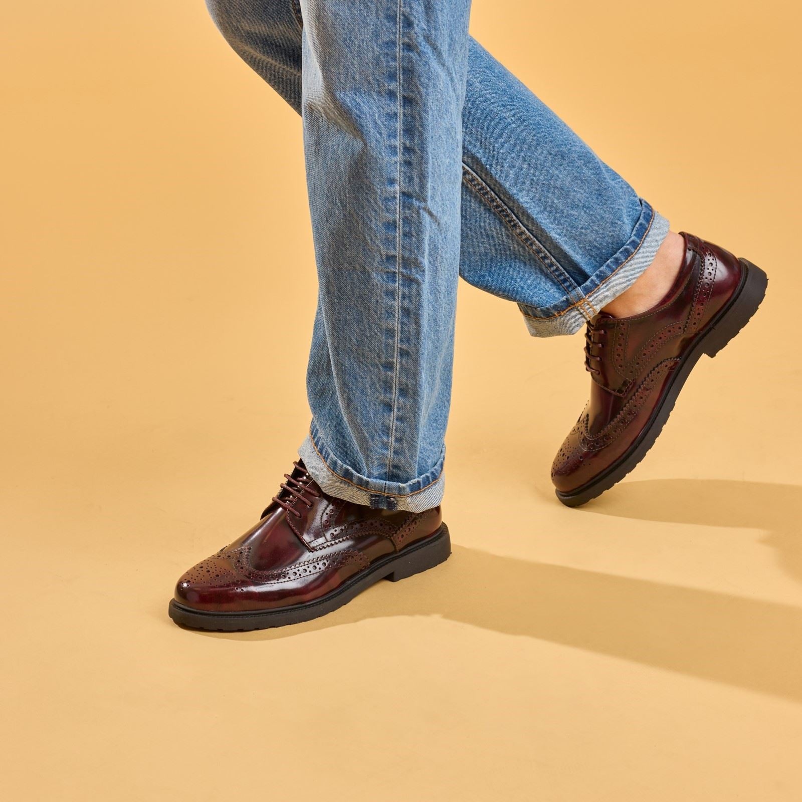 Hush Puppies Verity Hi-Shine Leather Women's Plum Brogues Shoes