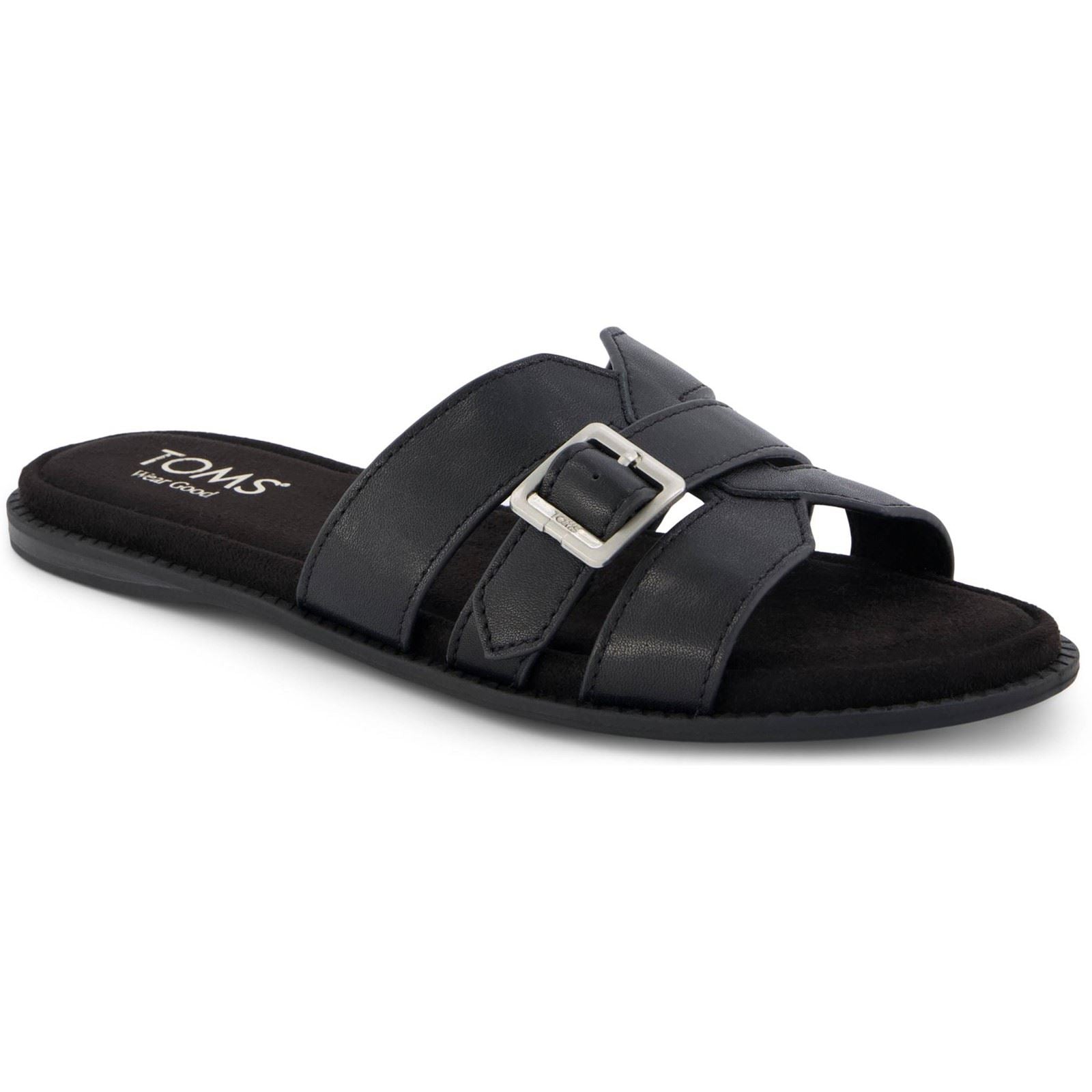 TOMS Sol Leather Women's Black Sandals