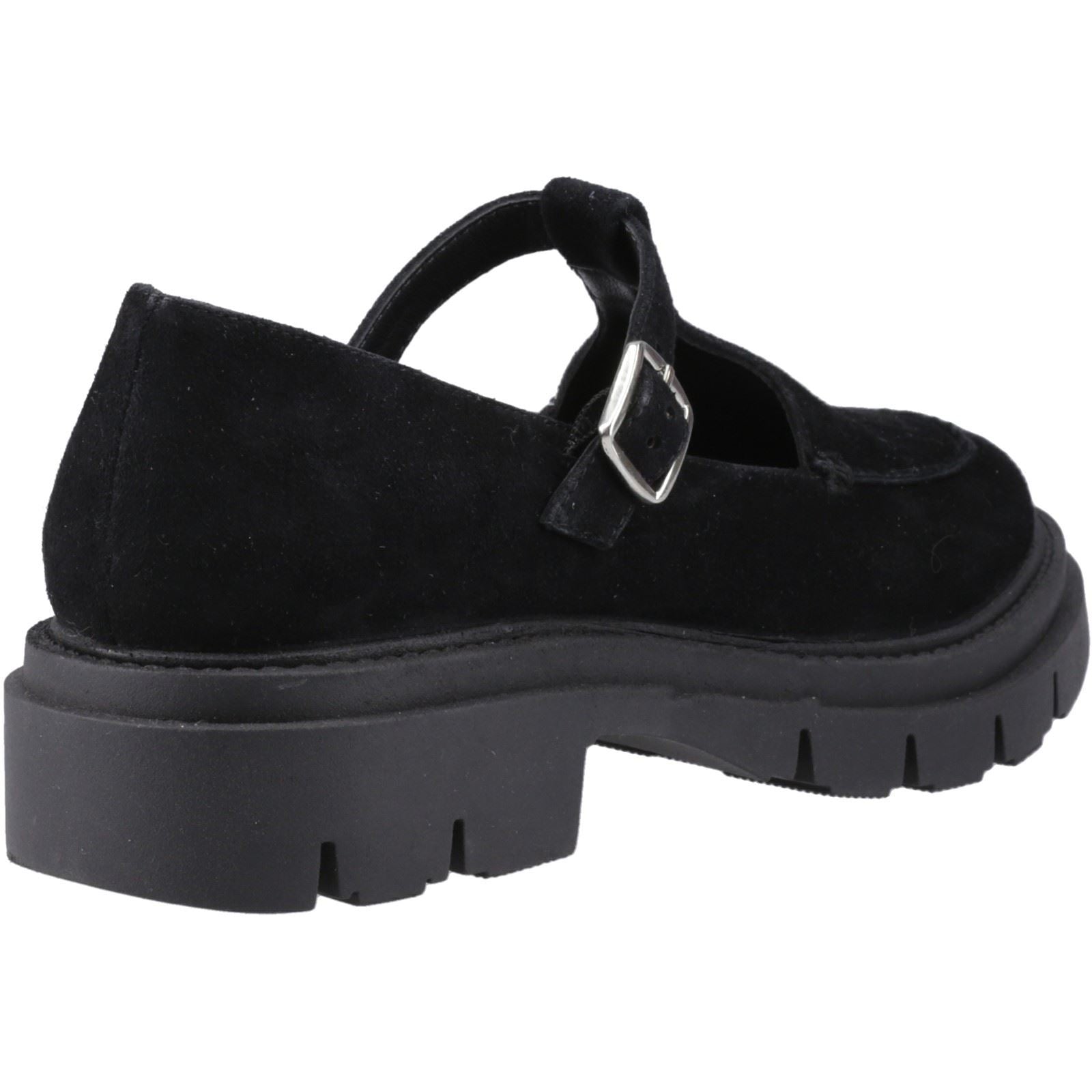 Hush Puppies Nella T-Bar Suede Women's Black Shoes
