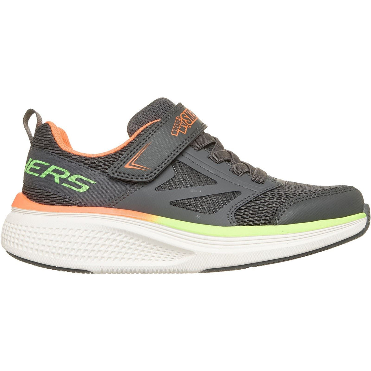 Skechers GO Run Elevate 2.0 Where's My Boy's Charcoal/Orange & Lime Trainers