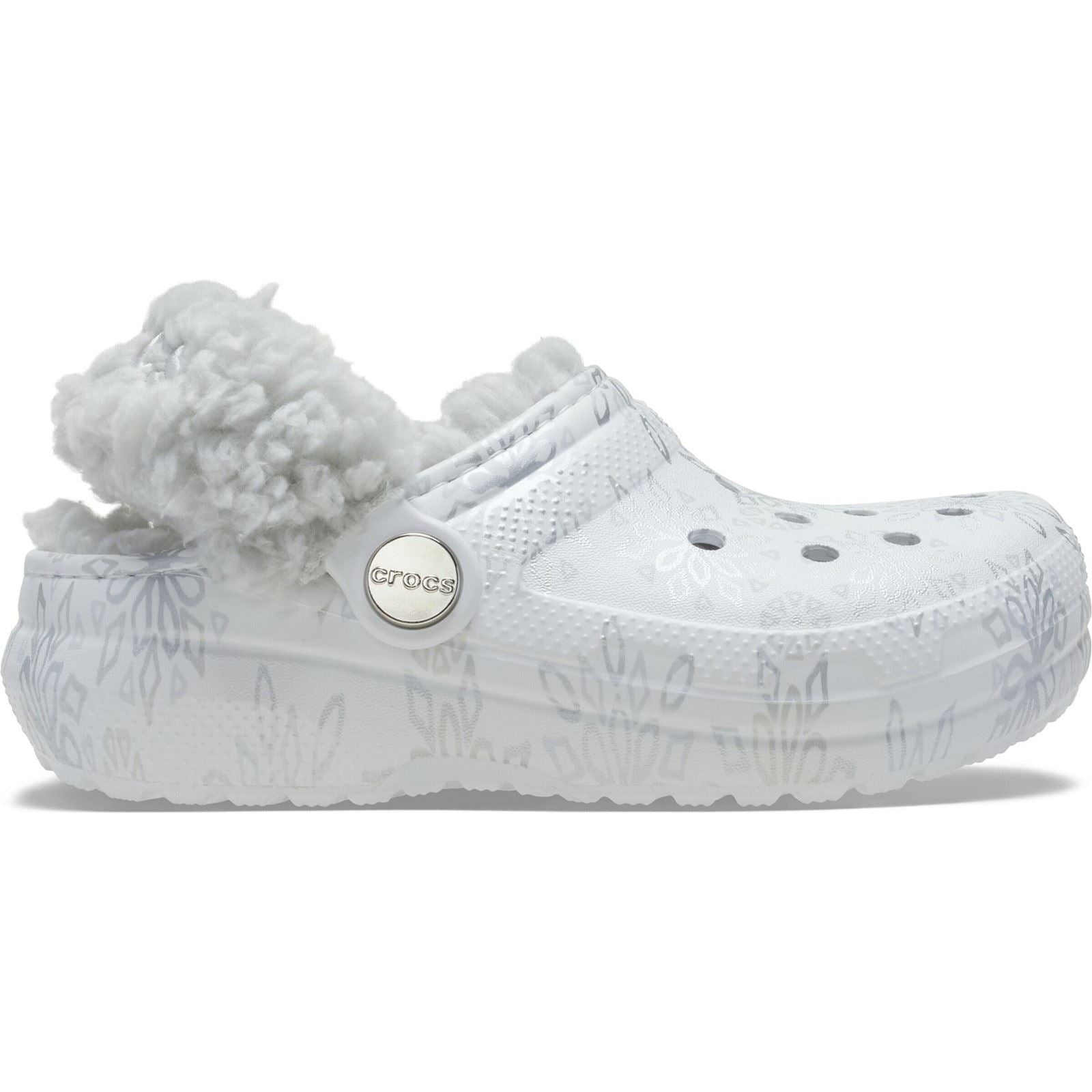 Crocs Classic Fleece Lined Kid Girl's Snow White Casual Shoes - Clogs