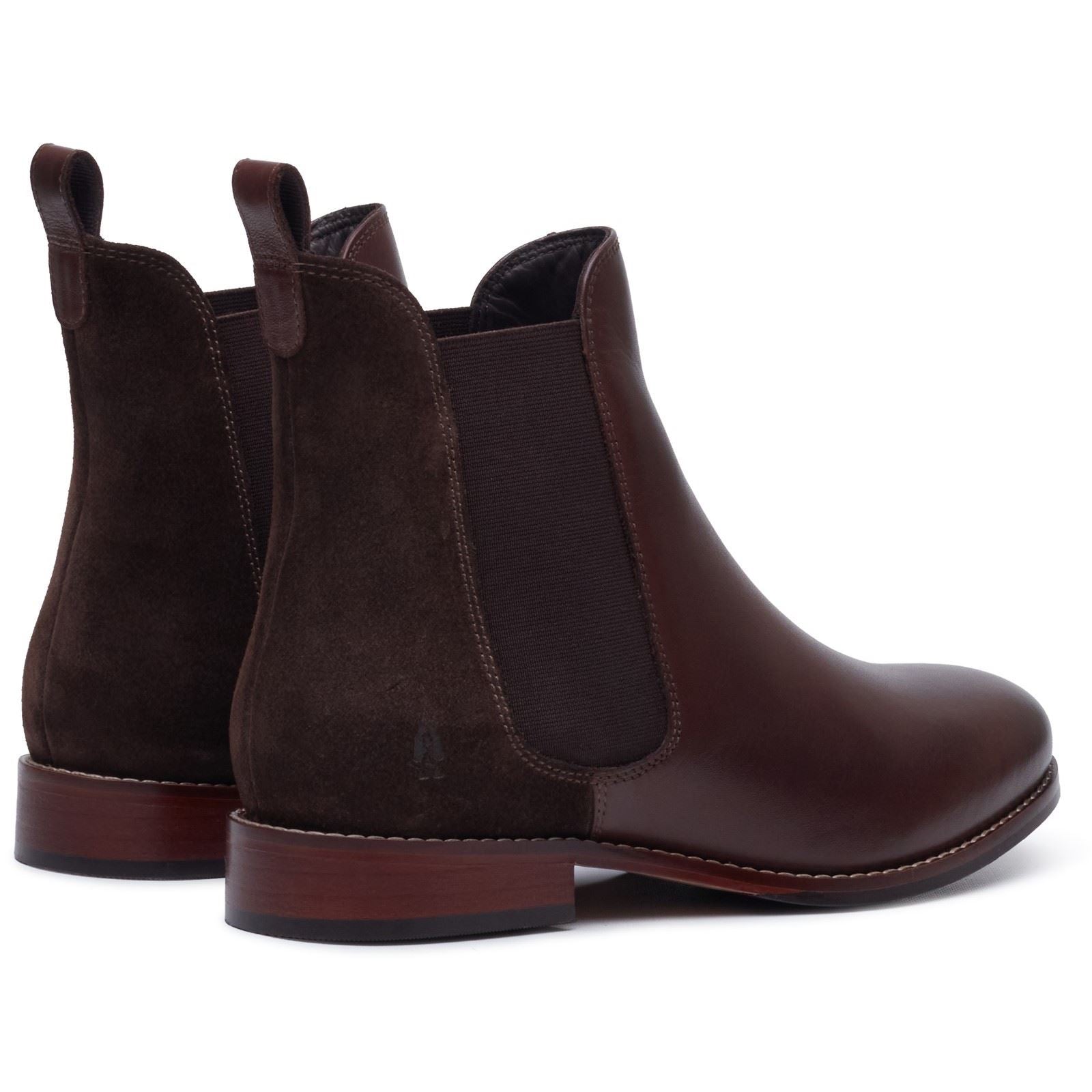 Hush Puppies Colette Leather Women's Chocolate Wide Fit Flat Chelsea Boots