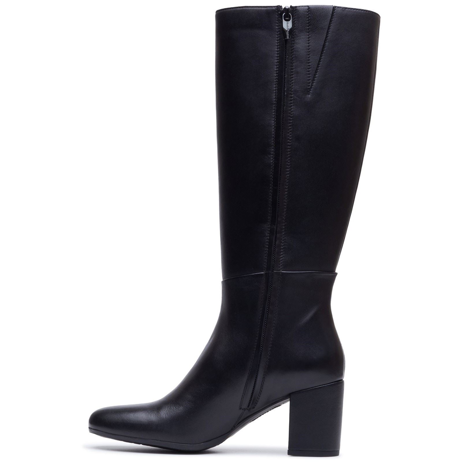Hush Puppies Oprah Long Leather Women's Black Heeled Knee High Boots