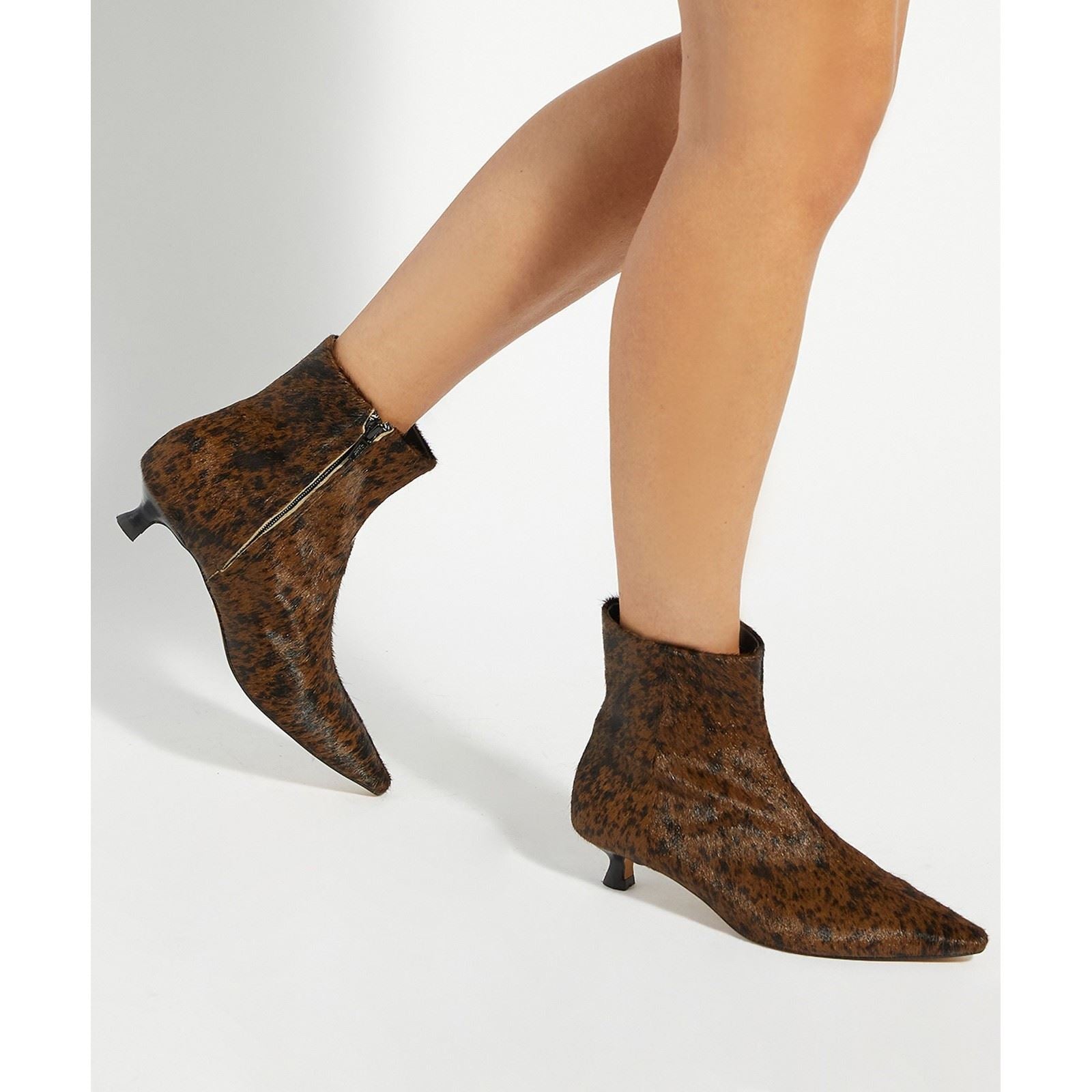 Dune Odore Leather Women's Tan Heeled Ankle Boots
