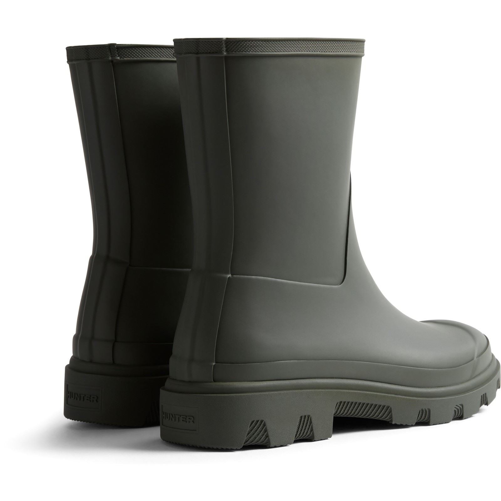 Hunter Unisex Downpour Short Rubber Men's Dark Olive Wellington Boots