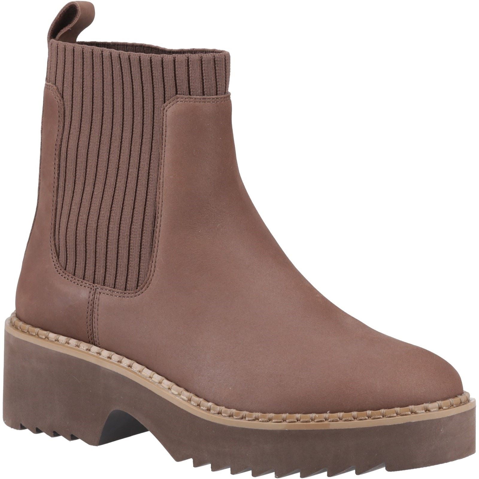 TOMS Millie Leather Women's Oak Brown Heeled Ankle Boots