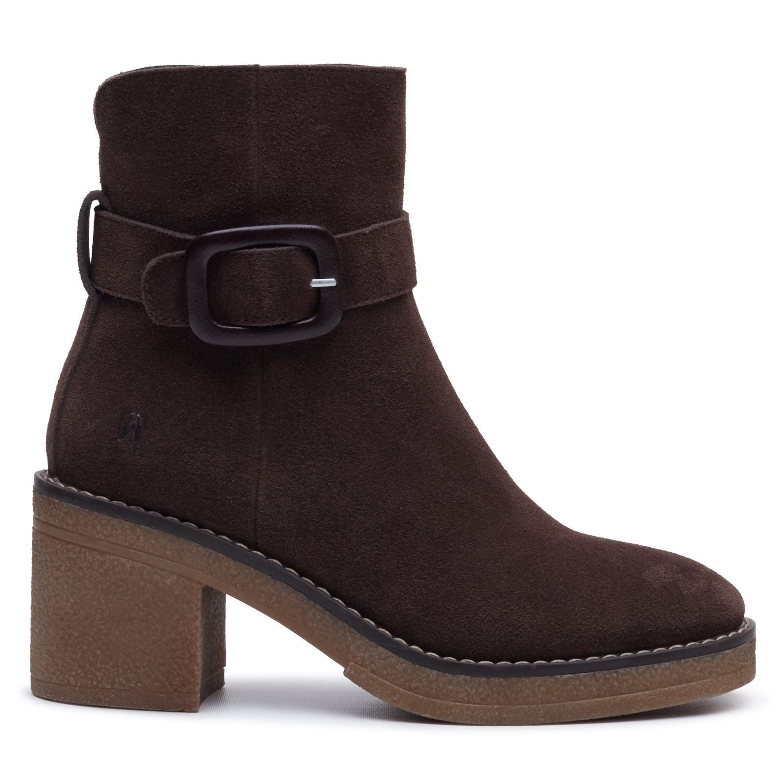Hush Puppies Fearne Suede Women's Chocolate Heeled Ankle Boots