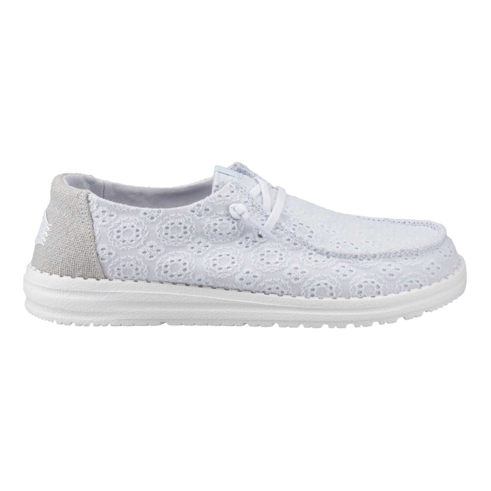 HEYDUDE Wendy Eyelet Lace Cotton Blend Women's Ancient Blue Moccasins Shoes