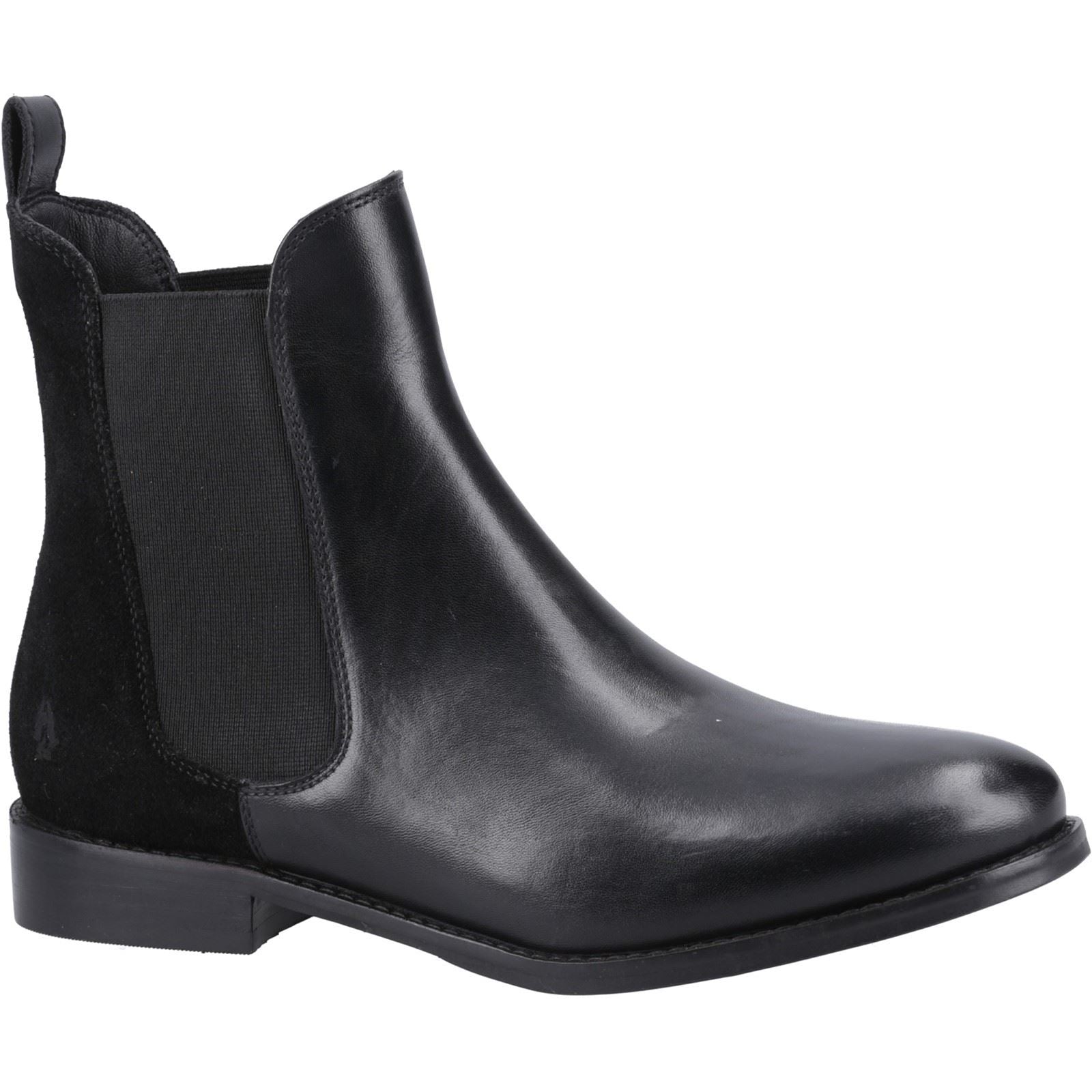 Hush Puppies Colette Leather Women's Black Wide Fit Flat Chelsea Boots